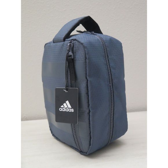 adidas LP6255 Men's Onix Gray Striped Zippered Toiletry Kit - Picture 9 of 10